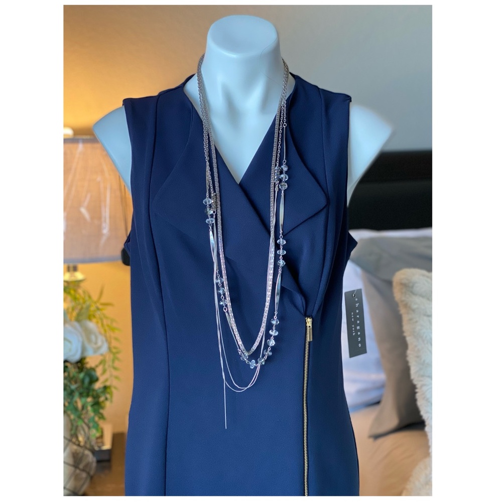 Sharagano Zipper Front Sleeveless Midi Dress 12 NWT - Picture 2 of 4